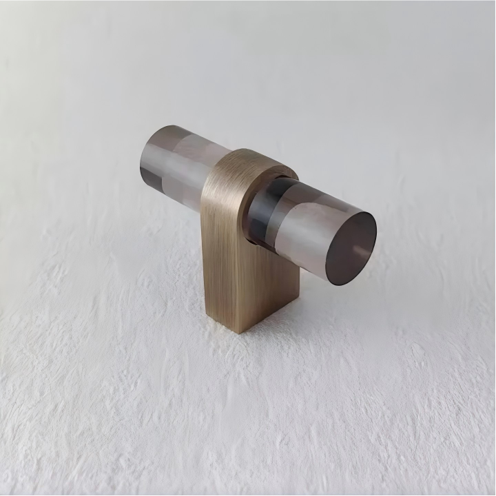 Modern Acrylic and Brass Drawer Pulls Cabinet Handles