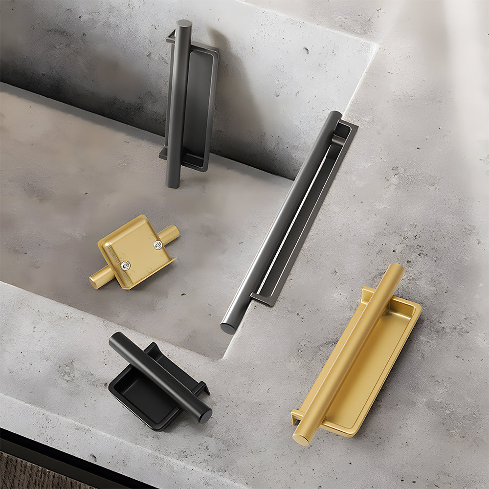 Art Deco Aluminum Alloy Recessed Door Pulls Cabinet Handles