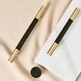 Luxury Solid Brass Leather Wrapped Cabinet Pulls & Knobs