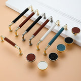 Full Grain Leather Brass Cabinet Wardrobe Pull And Knobs