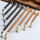 French Cowhide Brass Leather Cabinet Door Handle