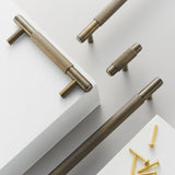 Copper Vintage Striped T-shaped Kitchen Handles
