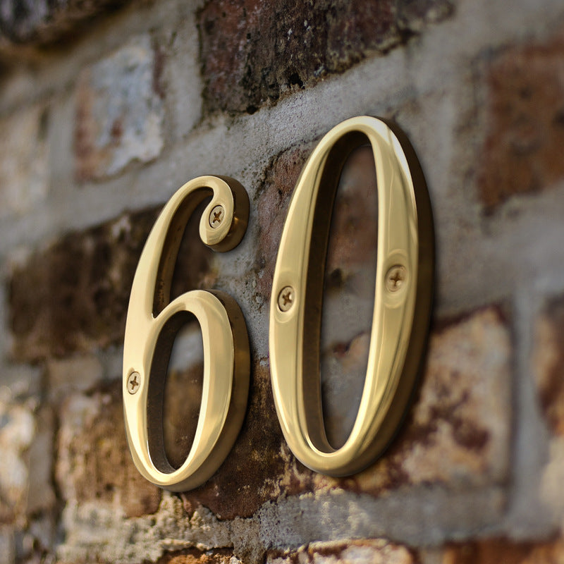 4 Inch Modern Floating Gold Brass House Numbers