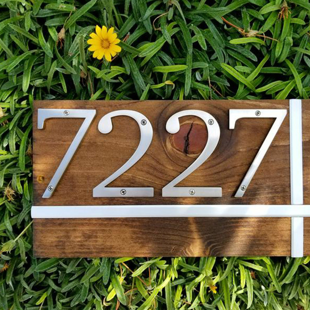 4 Inch Modern Zinc Alloy Silver House Number Signs