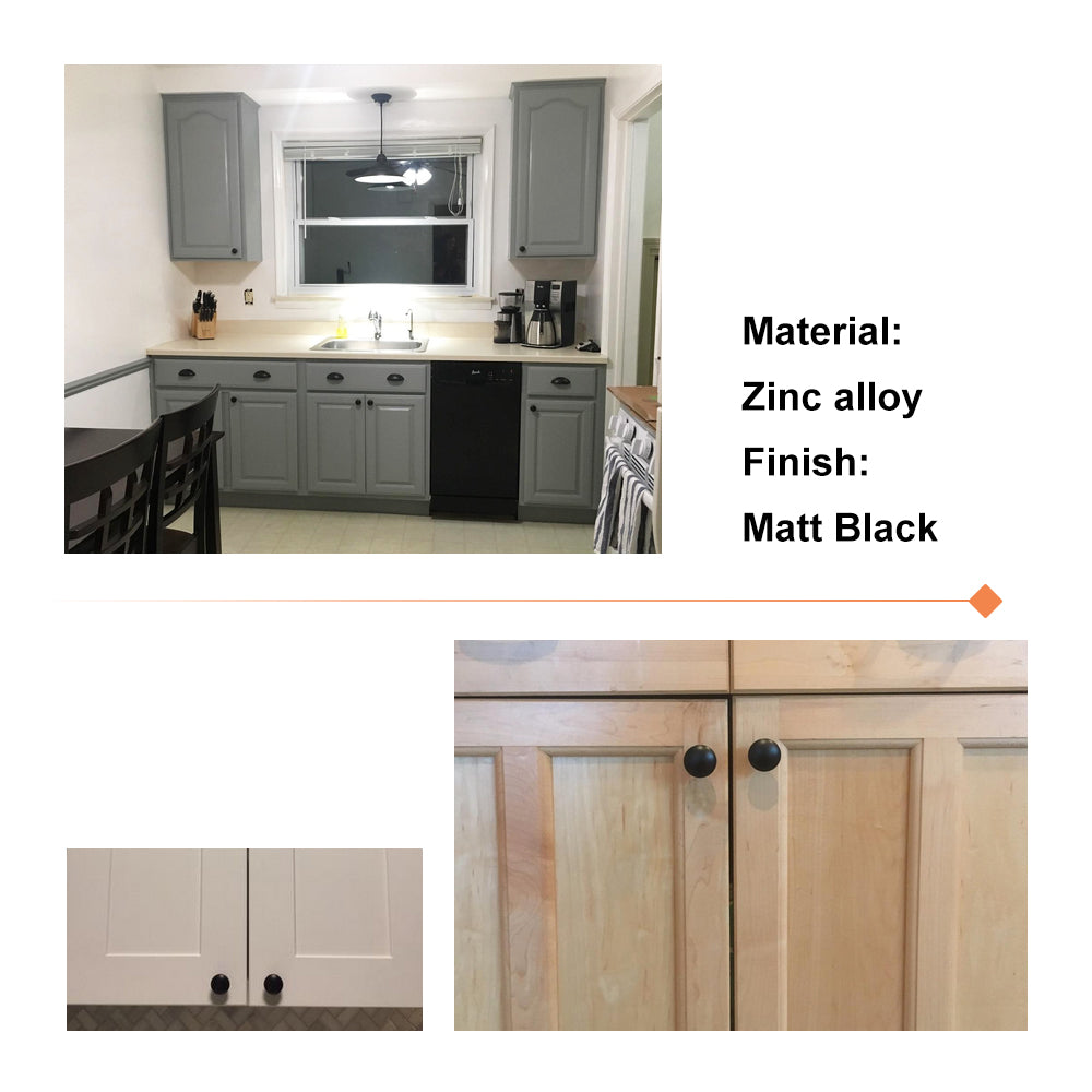 Black Round Cabinet Knobs for Kitchen