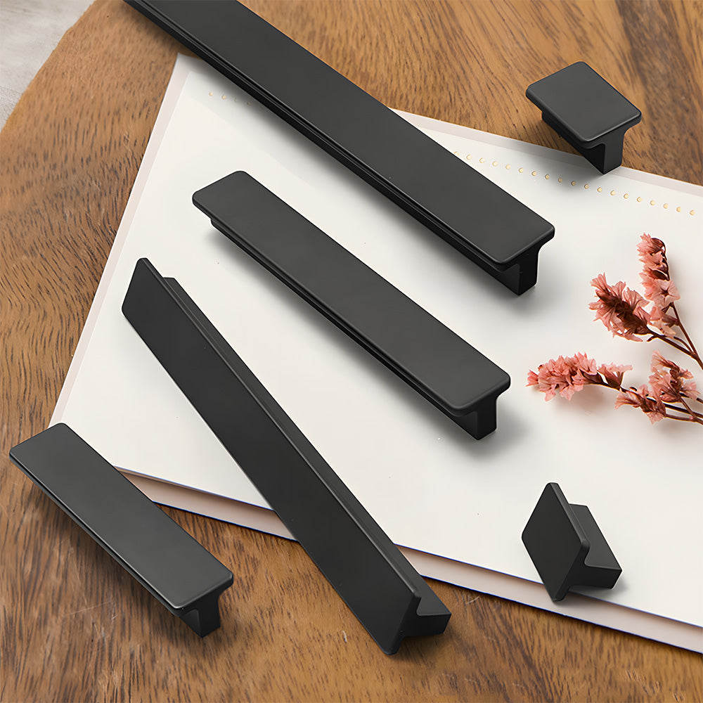 Matte Black Aluminum Alloy Kitchen Hardware Drawer Handles