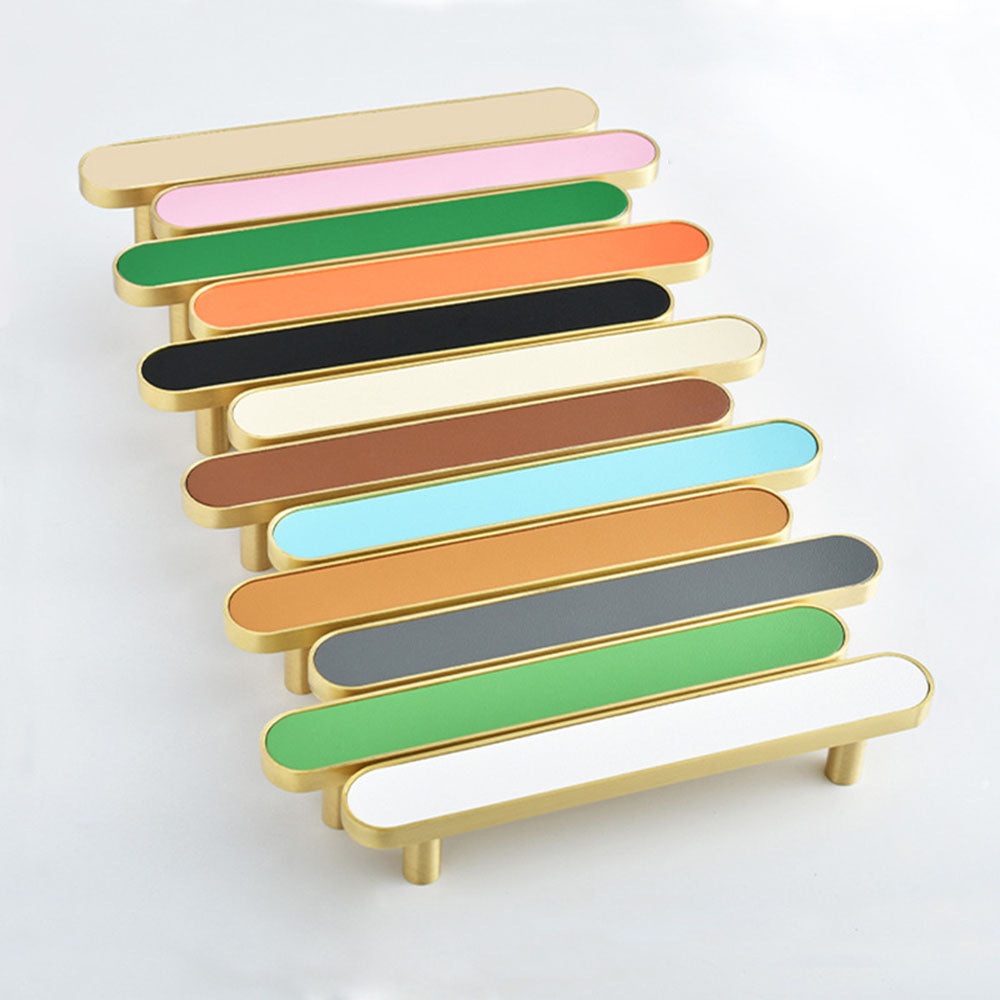 5" Colorful  Leather Pure Copper Drawer Wardrobe Handles