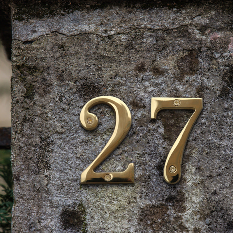 4 Inch Modern Floating Gold Brass House Numbers