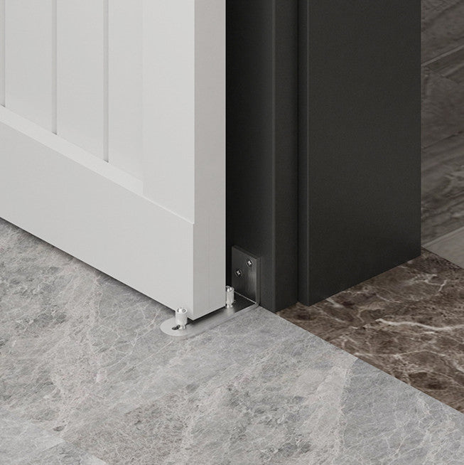 Silver Barn Door Floor Guide Smooth Bearings Stay Roller Sliding Adjustable Unique Guide Flush with Floor Durable Steel Frame