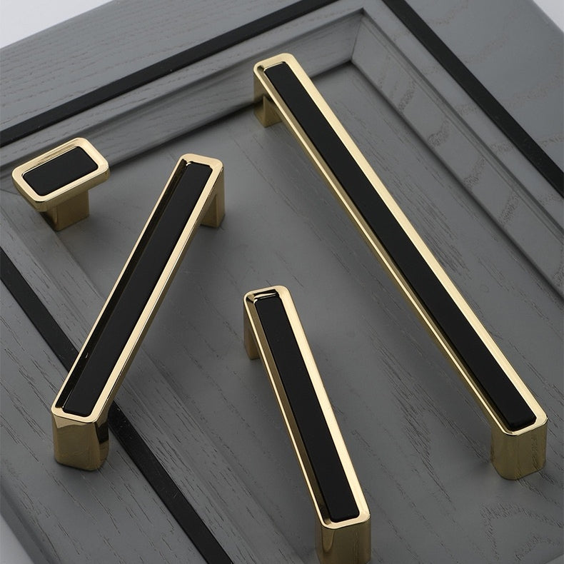 Luxury Zinc Alloy Black Gold Cabinet Handles