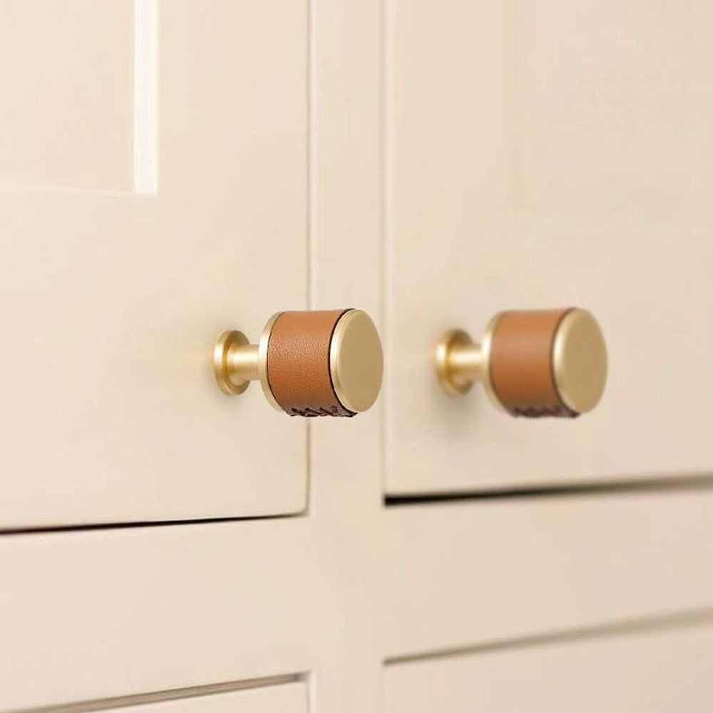 Cowhide Pure Brass Modern Simple Drawer Cabinet Handle