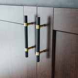 Nordic Black Mesh Knurled Brass Handle Simple Cabinet Wardrobe Pulls