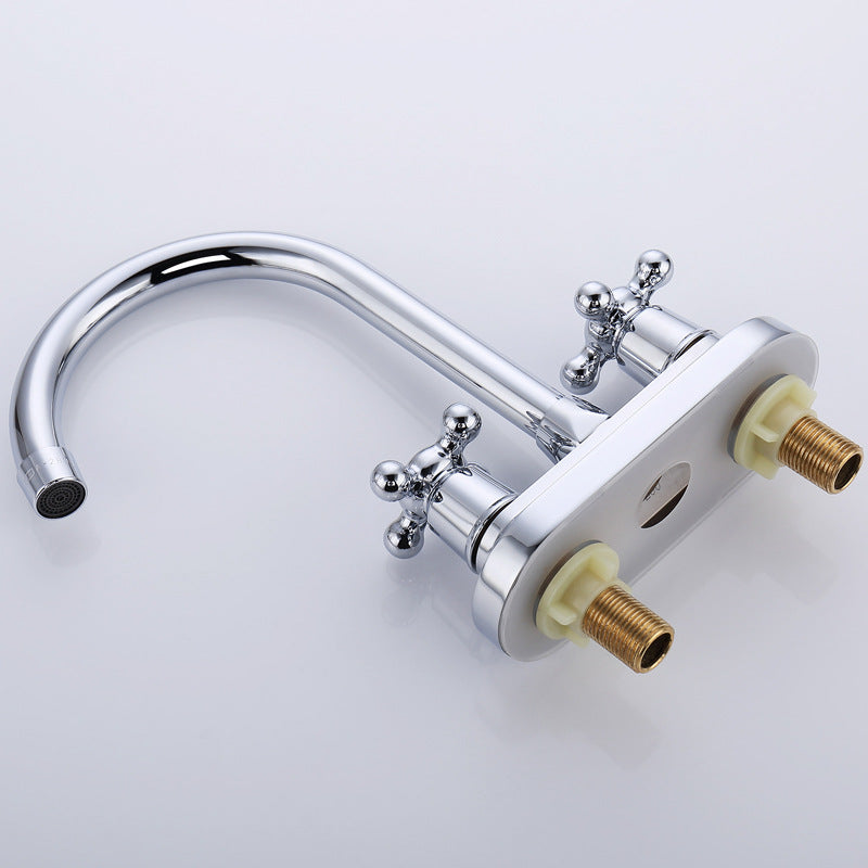 Modern 2-handle Silver Centerset Bathroom Sink Faucet