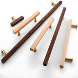 Brass Base Wooden Square Cabinet Handles