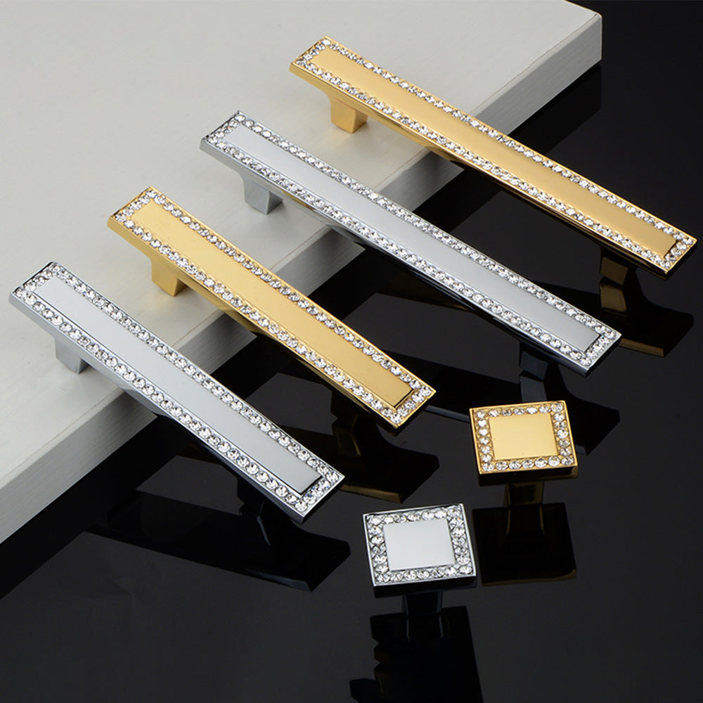 Crystal Glass Cabinet Handles Square Drawer Pulls