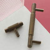 Copper Vintage Striped T-shaped Kitchen Handles