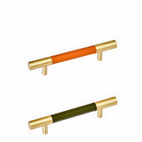 Luxury Solid Brass Leather Wrapped Cabinet Pulls & Knobs