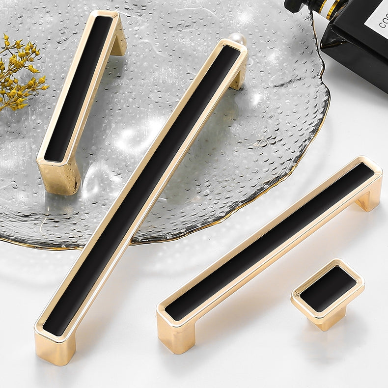 Luxury Zinc Alloy Black Gold Cabinet Handles