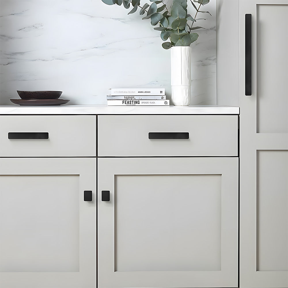Matte Black Aluminum Alloy Kitchen Hardware Drawer Handles