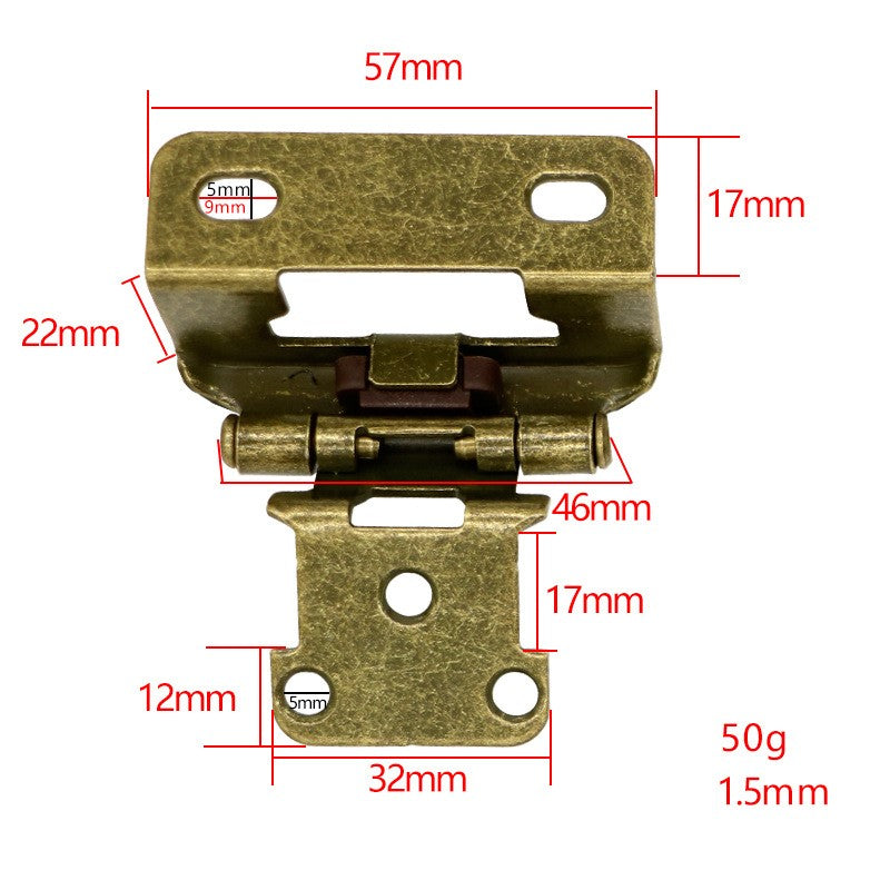 1/2” Overlay Partial Self Closing Kitchen Cabinet Hinges Spring Iron Hinge