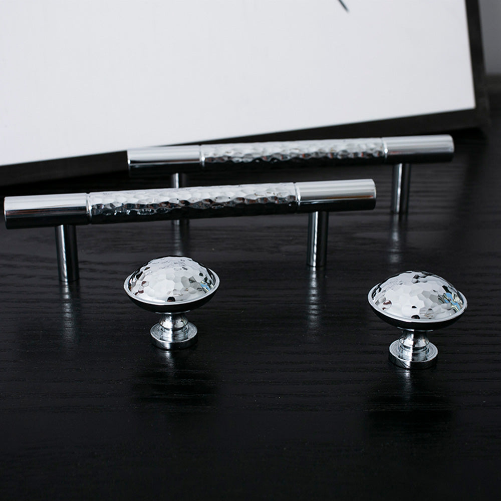 Glittery Silver Hammered Cabinet Bar Handle