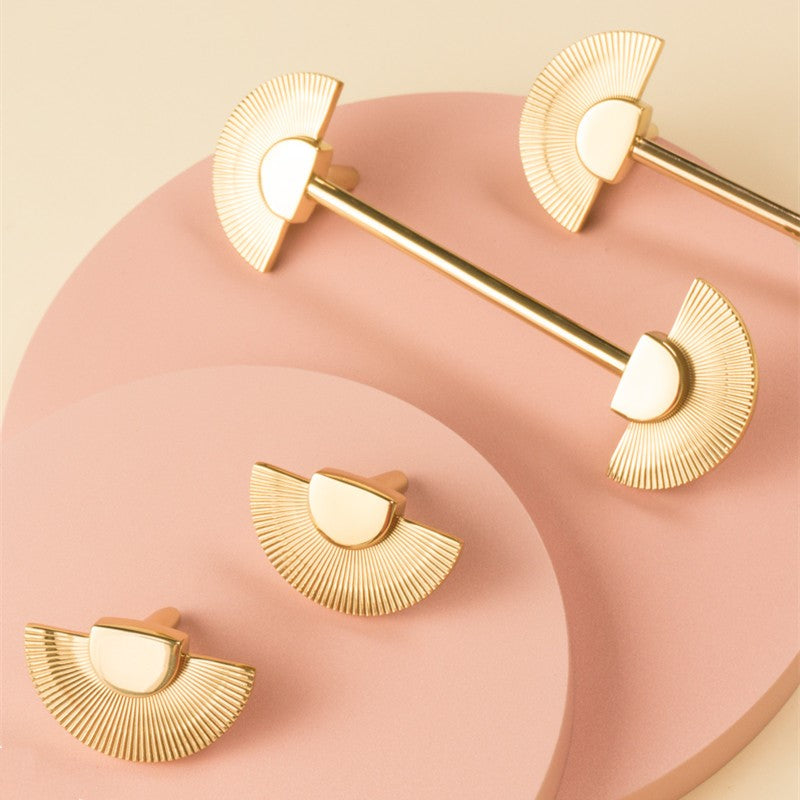 Gold Brass Scalloped Wardrobe Cabinet Pulls