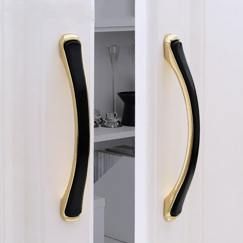 Luxury Zinc Alloy Black Gold Cabinet Handles