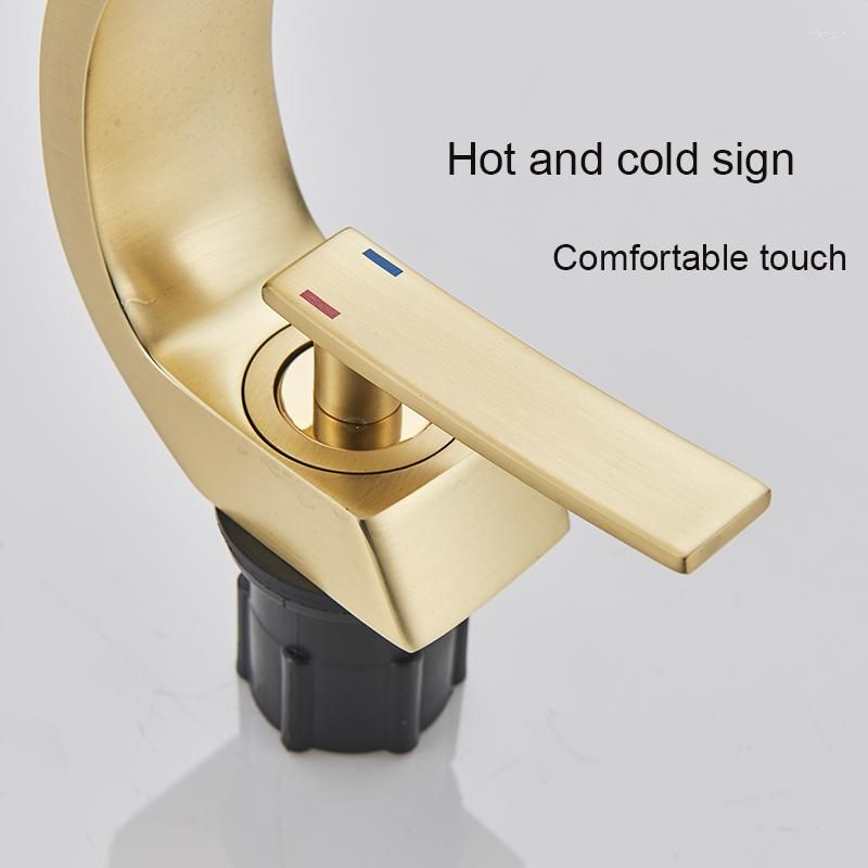 Single Handle Waterfall Arc Bathroom Sink Faucet