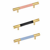 Luxury Solid Brass Leather Wrapped Cabinet Pulls & Knobs