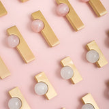 Natural Crystal Sphere Brass Cabinet Handles