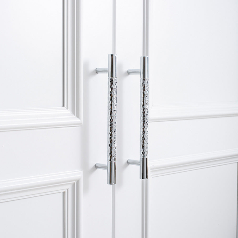 Glittery Silver Hammered Cabinet Bar Handle