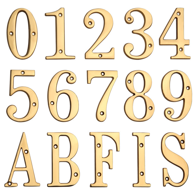 4 Inch Modern Floating Gold Brass House Numbers