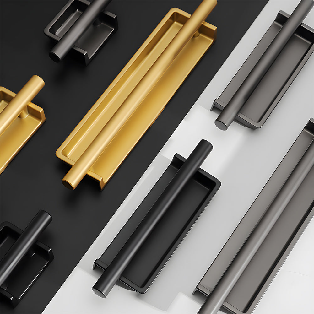 Art Deco Aluminum Alloy Recessed Door Pulls Cabinet Handles