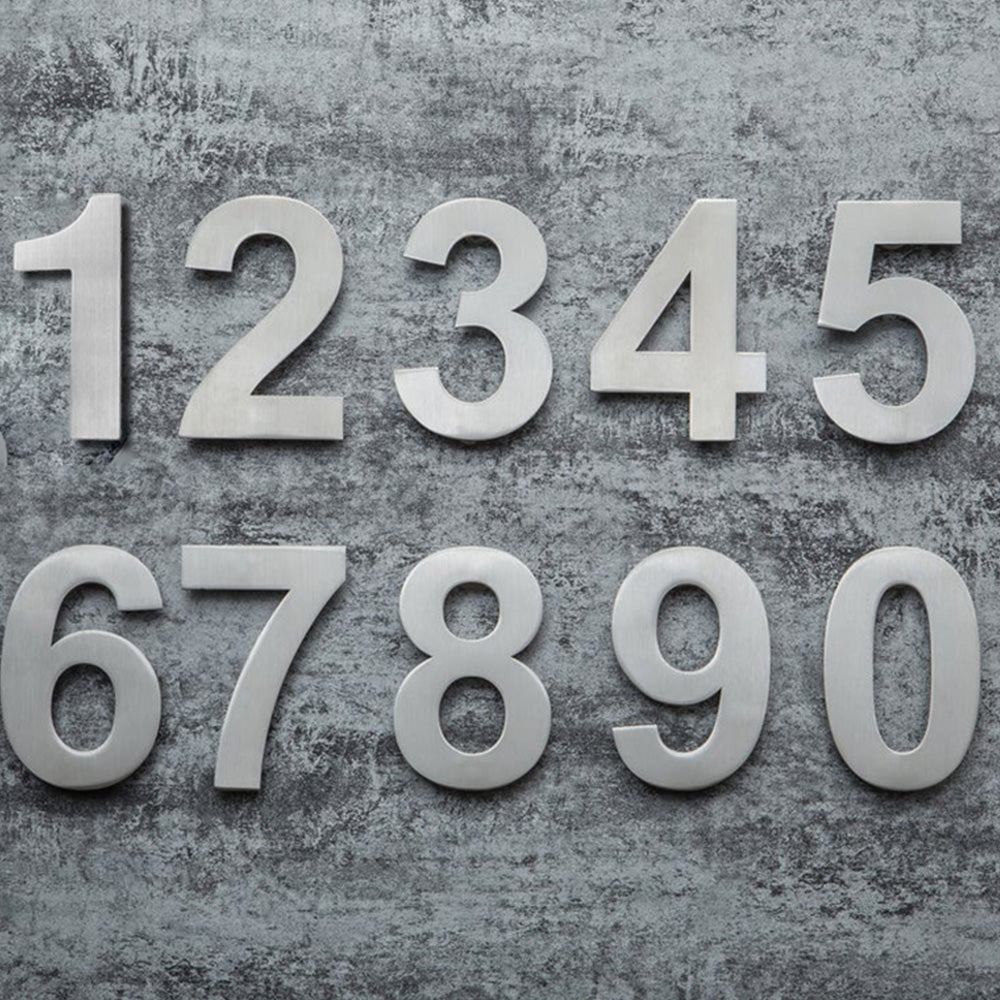 6 Inch Modern Stainless Steel Silver House Numbers