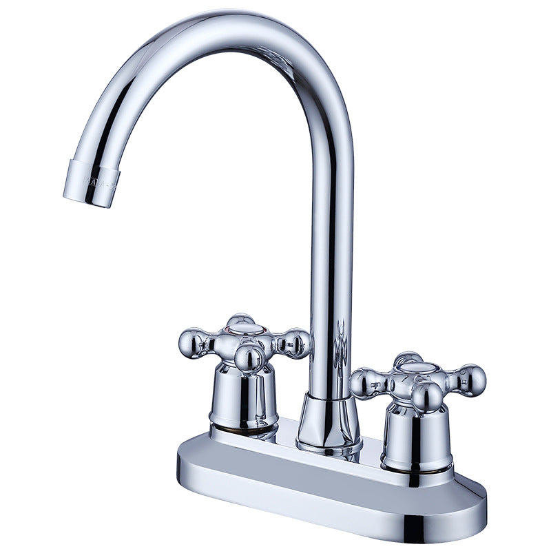 Modern 2-handle Silver Centerset Bathroom Sink Faucet