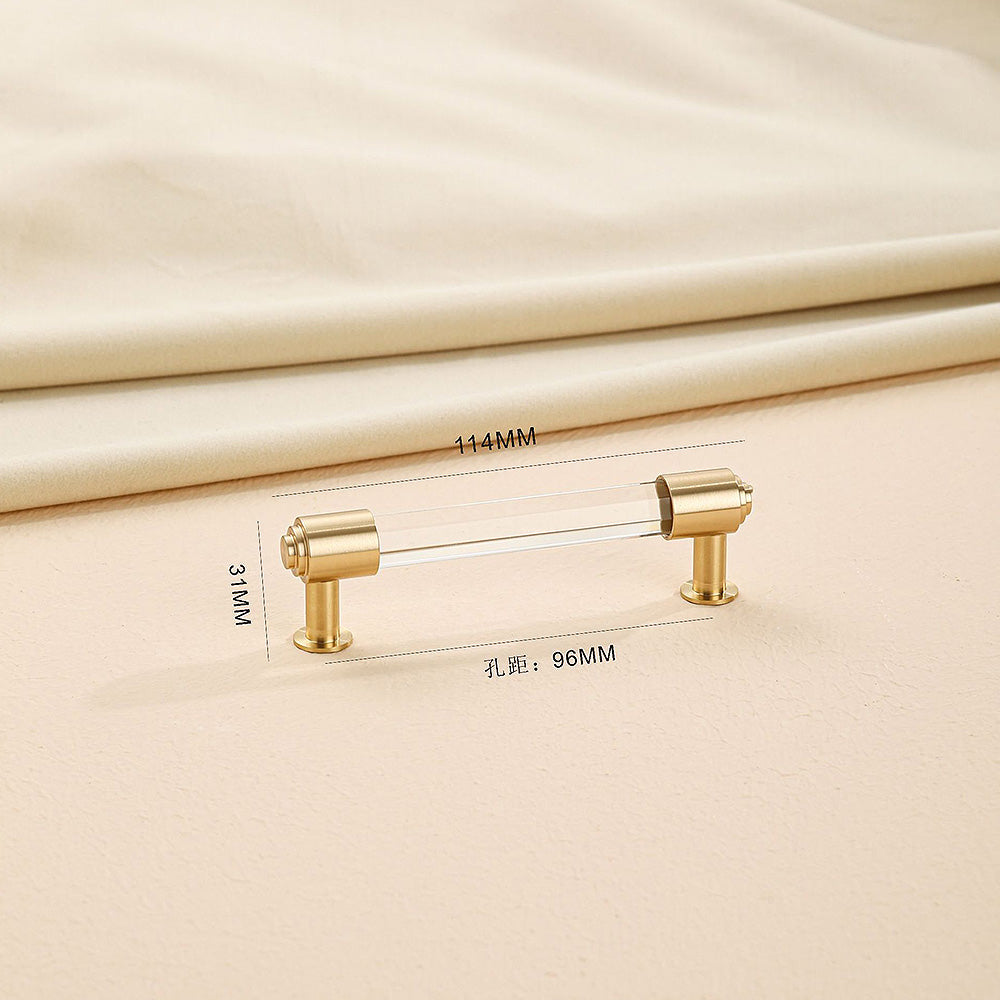 Brass Crystal Handle Cabinet Drawer Double Hole Pulls