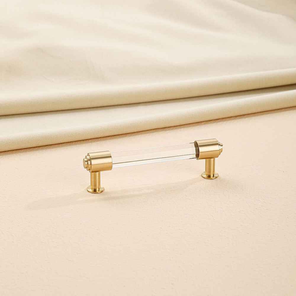 Brass Crystal Handle Cabinet Drawer Double Hole Pulls