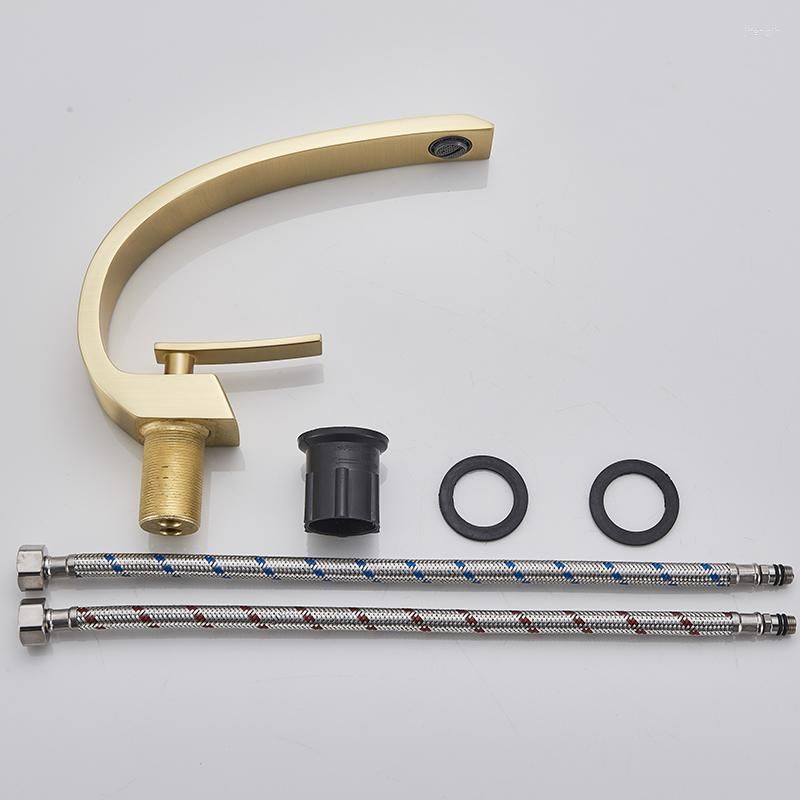 Single Handle Waterfall Arc Bathroom Sink Faucet