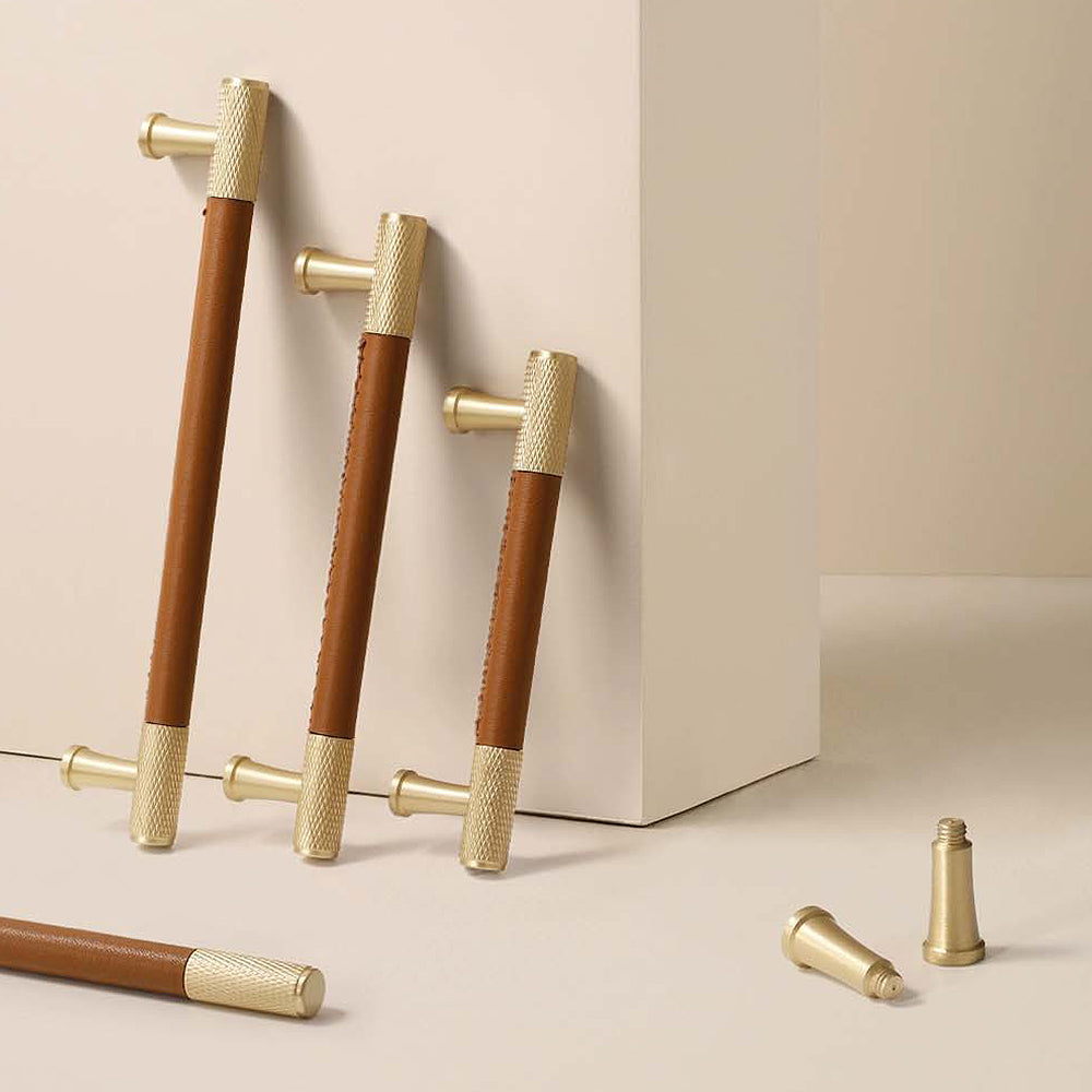Cowhide Pure Brass Modern Simple Drawer Cabinet Handle