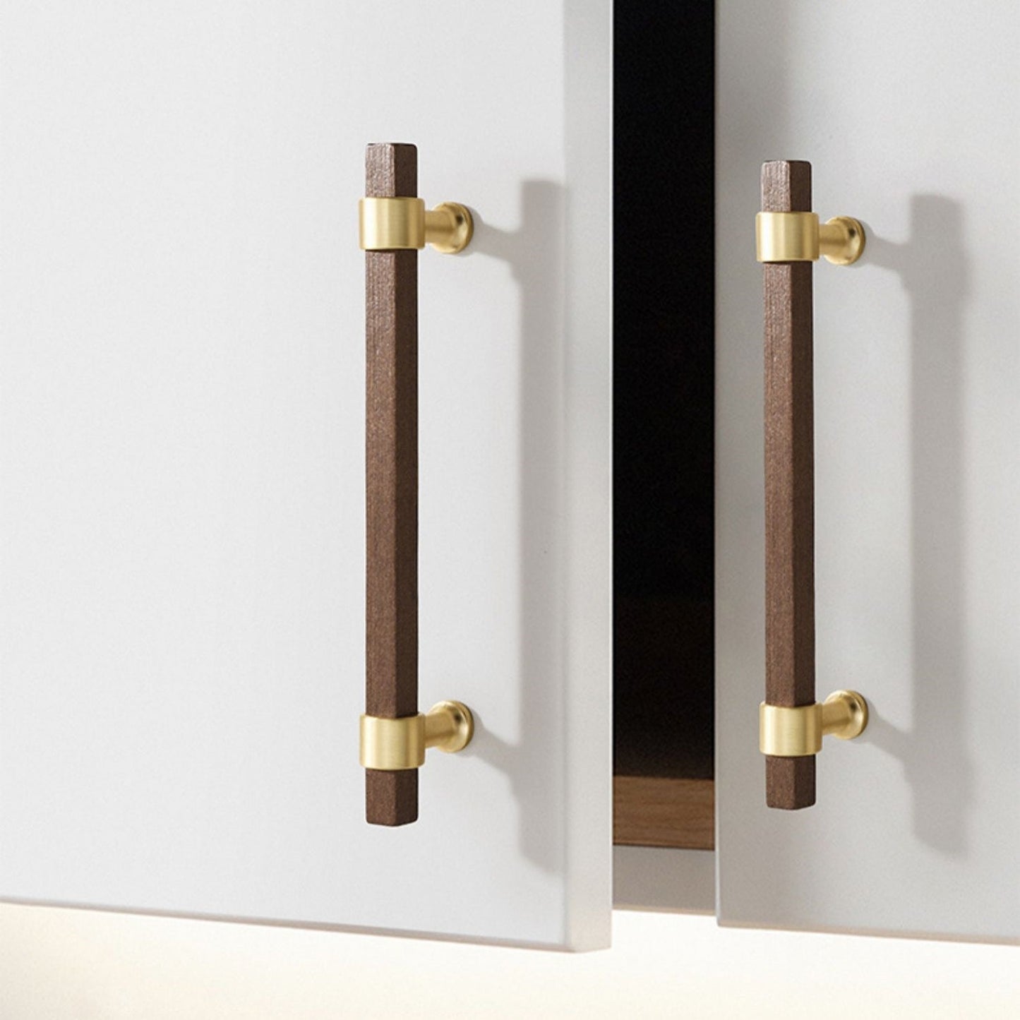 Black Walnut Square Cabinet Handles Beech Wood Drawer Pulls
