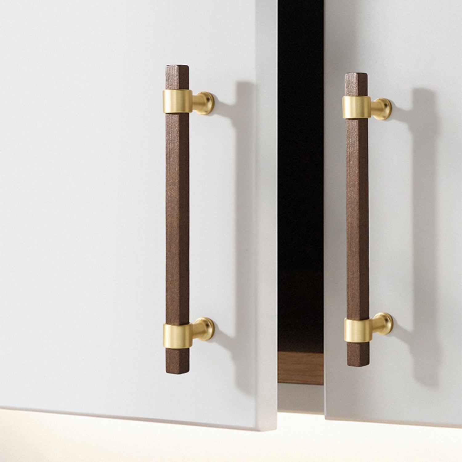 Black Walnut Square Cabinet Handles Beech Wood Drawer Pulls