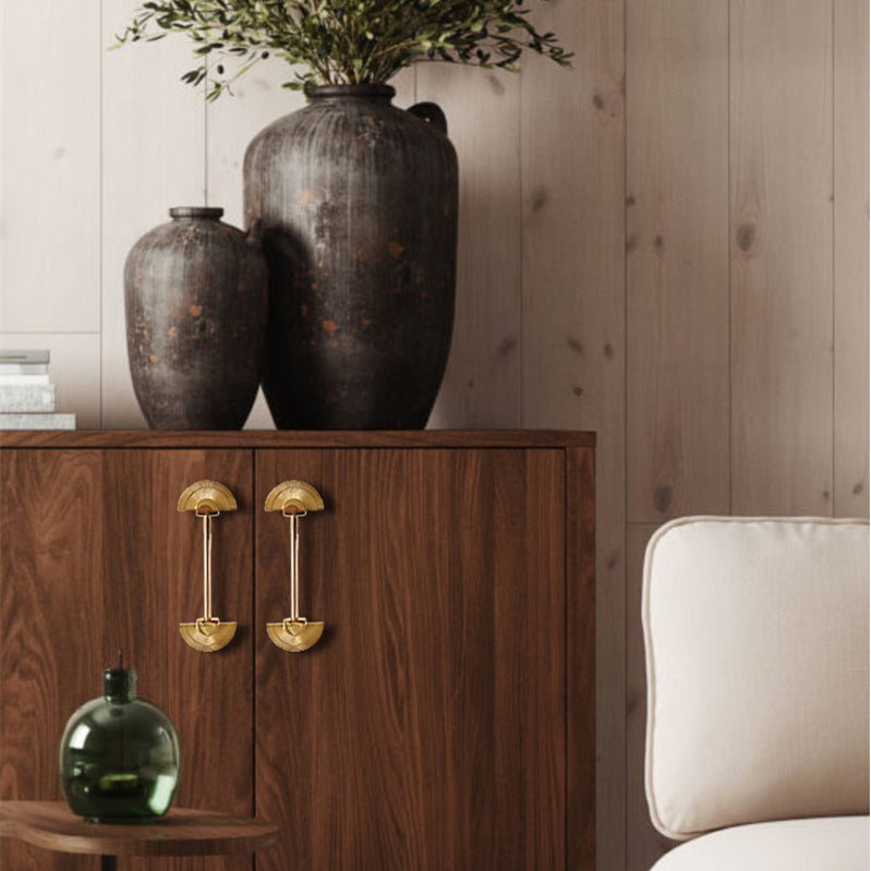Gold Brass Scalloped Wardrobe Cabinet Pulls