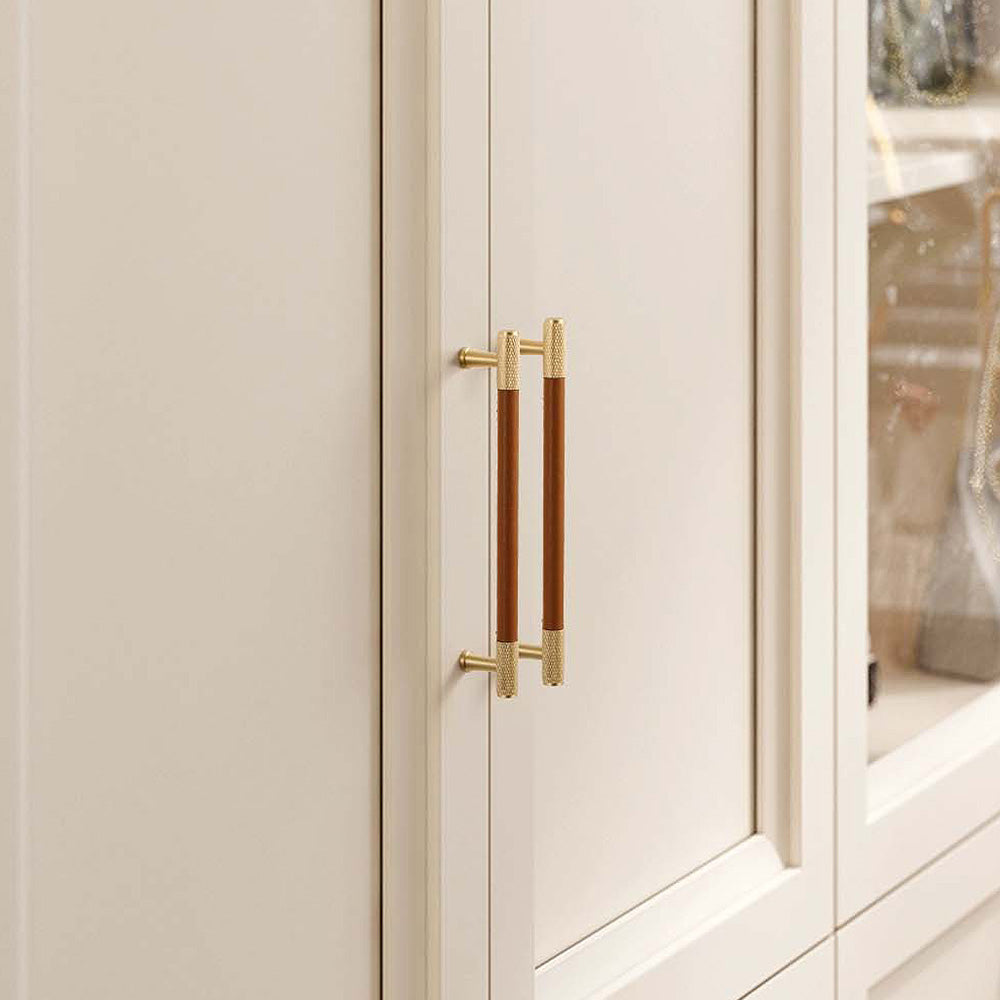 Cowhide Pure Brass Modern Simple Drawer Cabinet Handle
