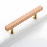 Brass Base Wooden Square Cabinet Handles