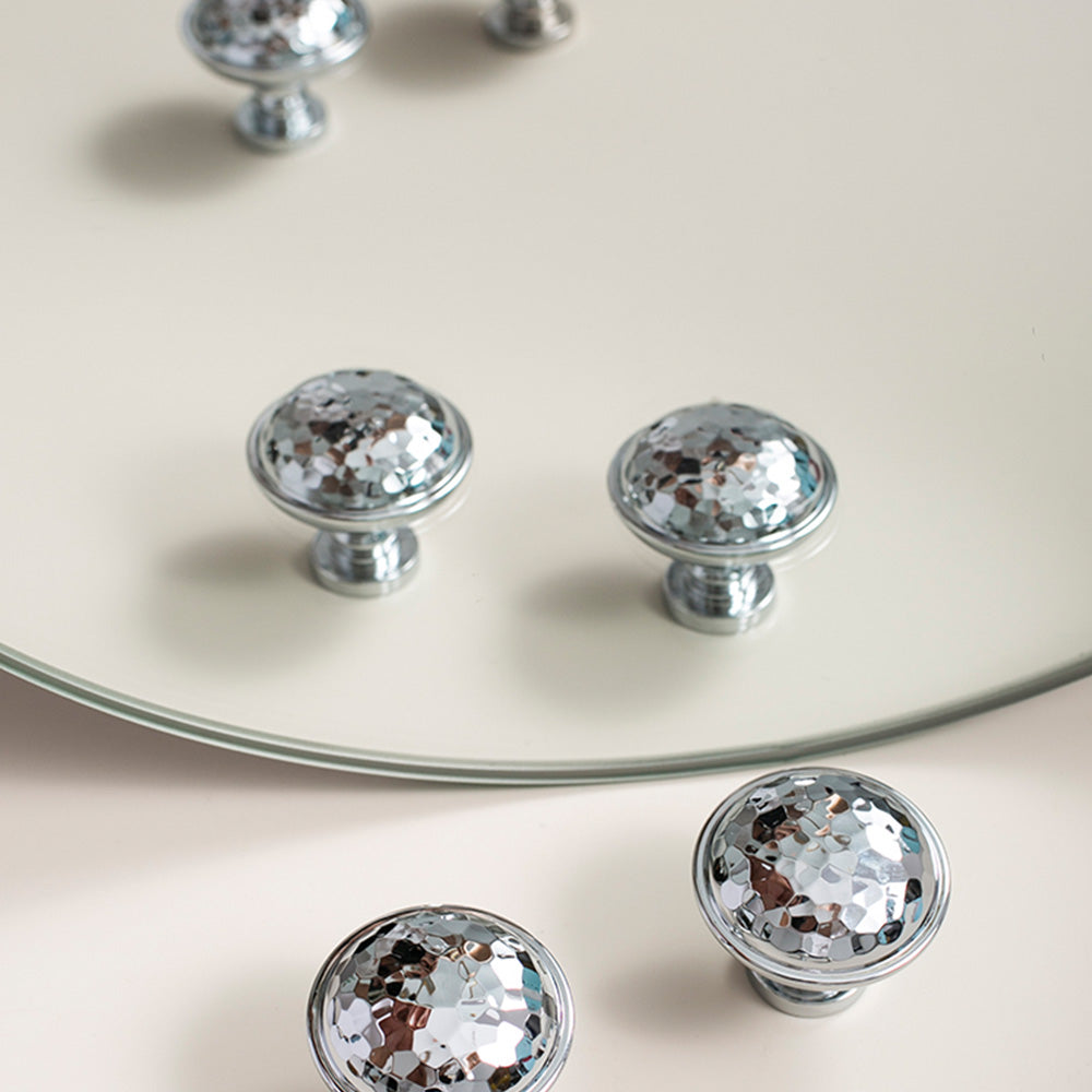 Glittery Silver Hammered Cabinet Bar Handle