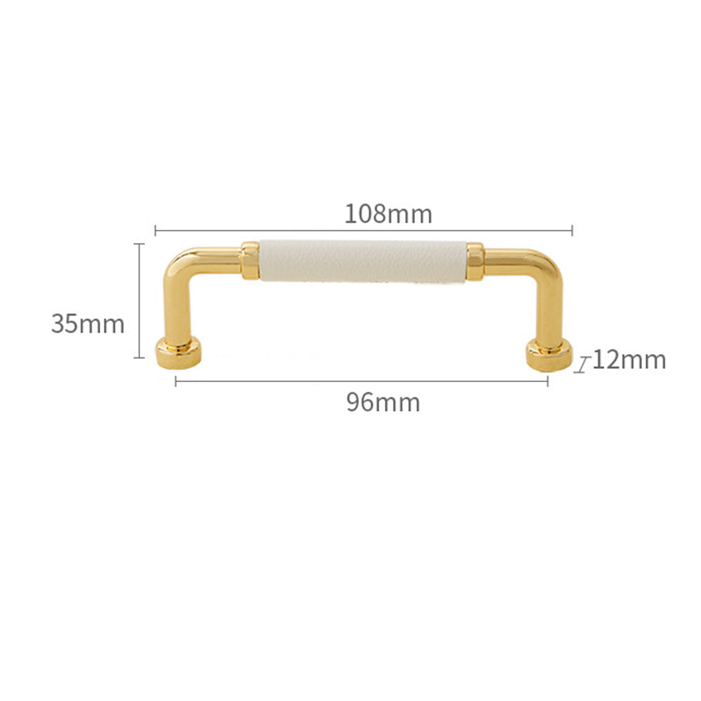 Polished Brass and Leather Cabinet Handles