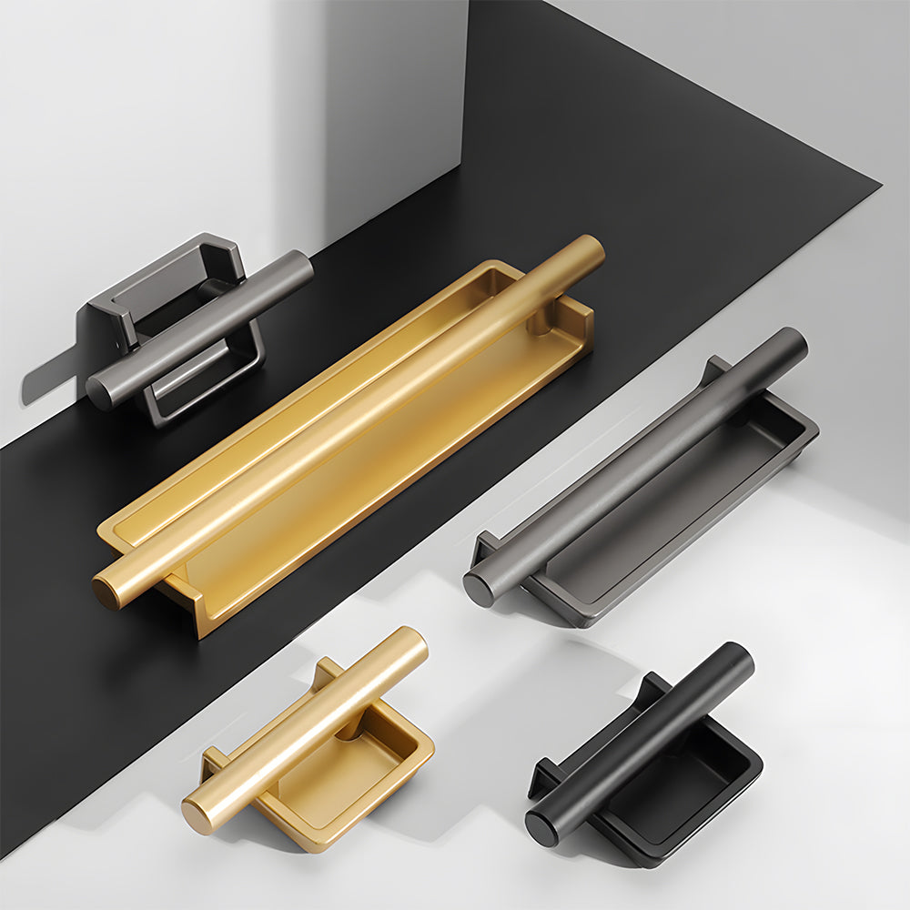 Art Deco Aluminum Alloy Recessed Door Pulls Cabinet Handles