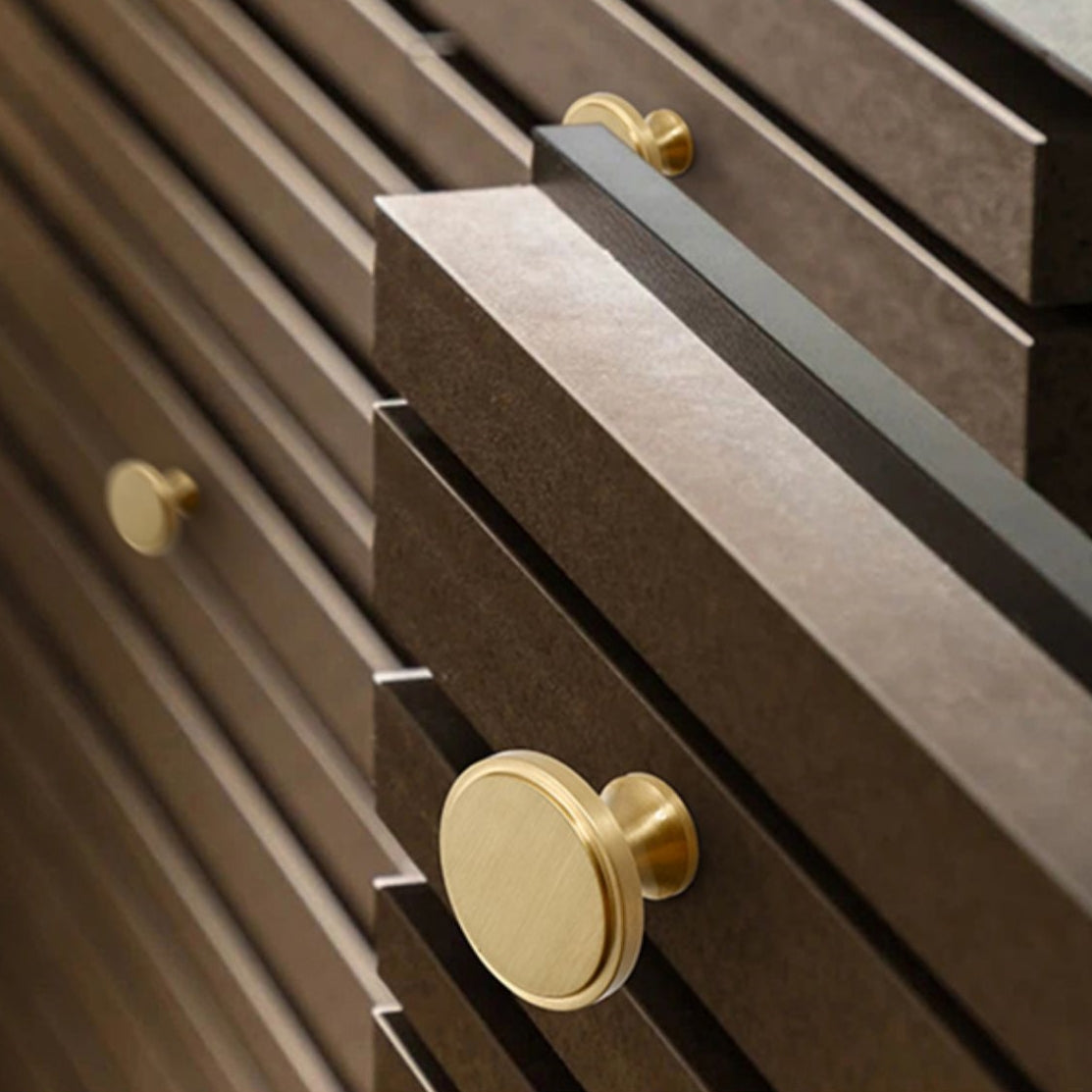 Brushed Brass Round Cabinet Knobs
