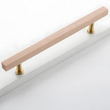 Brass Base Wooden Square Cabinet Handles