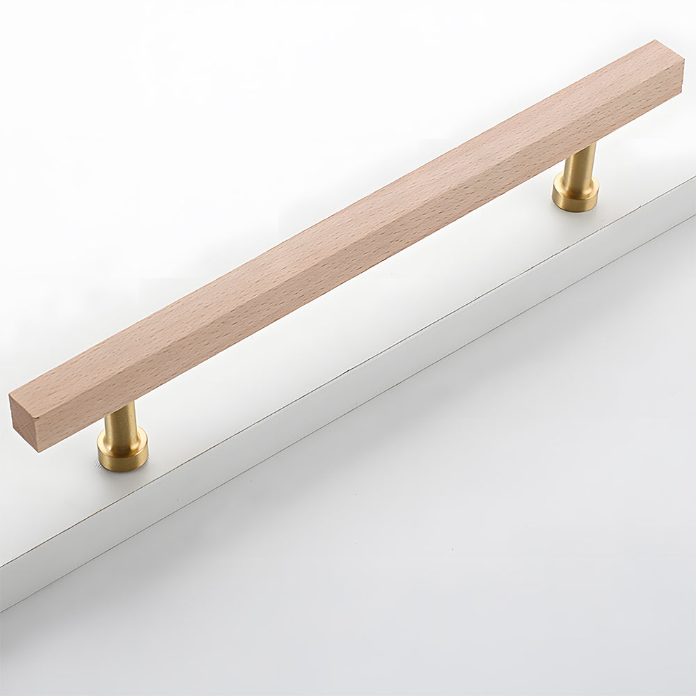 Brass Base Wooden Square Cabinet Handles